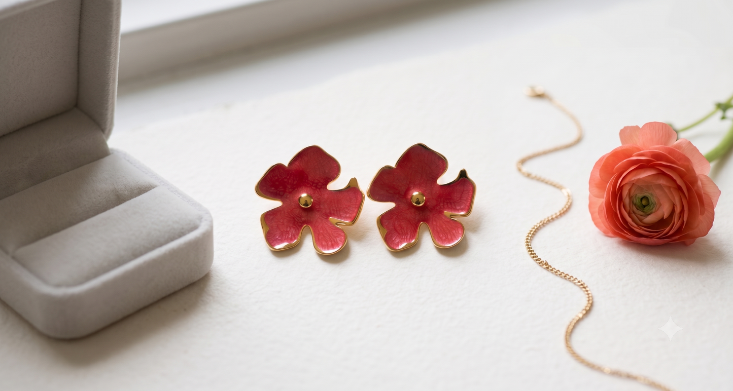 Red Enamel Flower