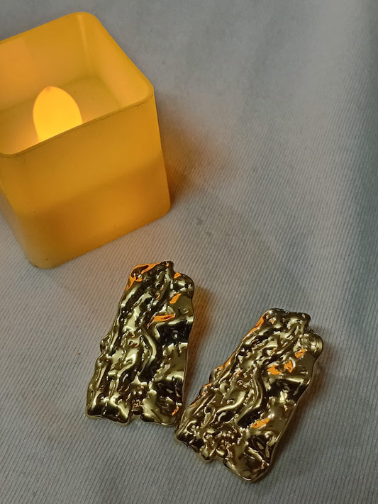 Vintage Gold Crushed Metal Earrings