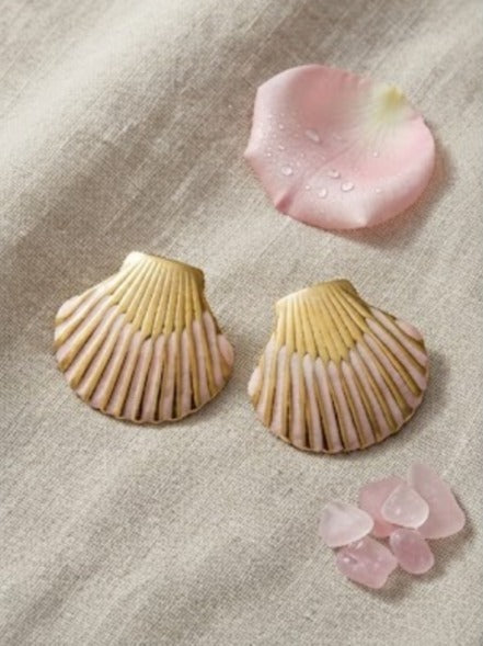 Golden Shell Blush Earrings